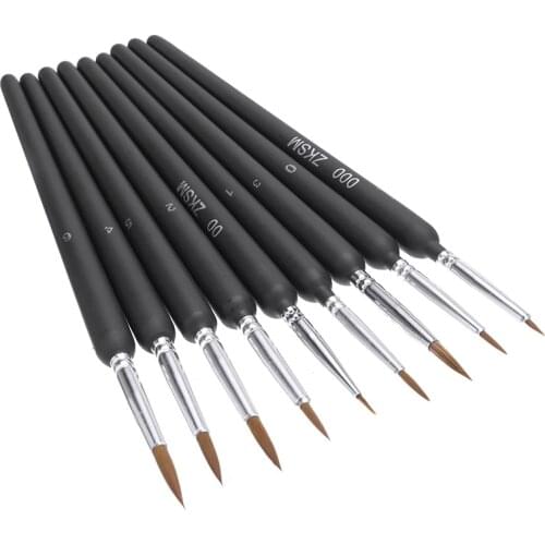 9pcs Miniature Detail Paint Brush Set Soft Brushes Pen Watercolor Art Oil Drawing Paint By Number Pens