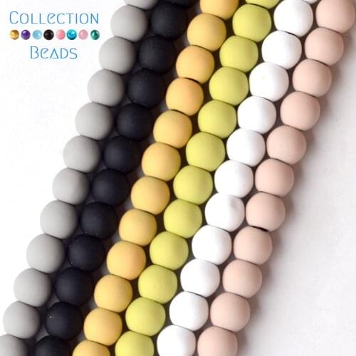 Natural Stone Colorful Matte Dull Polish Hematite Rubber Round Beads For Jewelry Making Spacer Loose Beads Diy Bracelets 15"