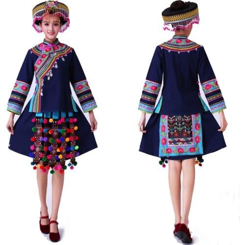 New Hmong miao clothing women stage costumes for singers national festival performance clothing Chinese folk dance costume