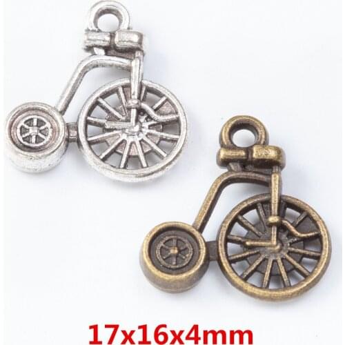 50 pieces of retro metal zinc alloy bicycle pendant for DIY handmade jewelry necklace making 7608