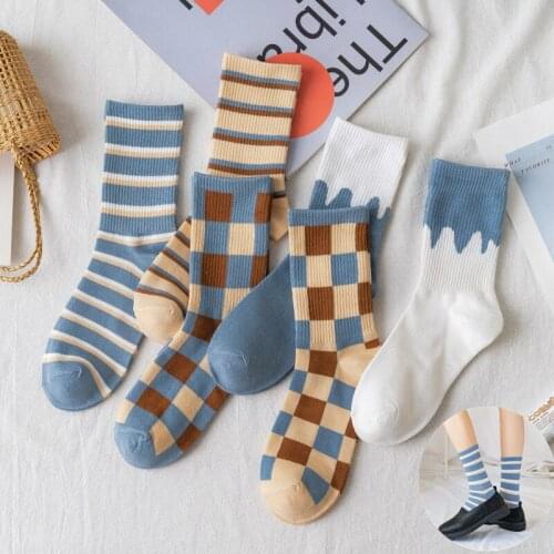 All cotton British style lattice womens tube socks trendy socks jewelry gift