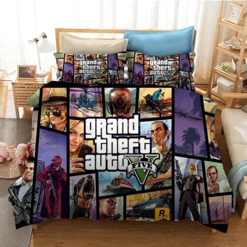 Grand Theft Auto Game 3D Cartoon Duvet Cover Set Twin Full Queen King Size Bedding Set Comforter Cover Bed Linens Home Textile