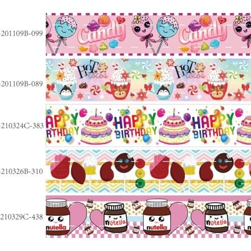 50 yards/lot) New arrival 25mm 38mm candy and cake printed grosgrain ribbon