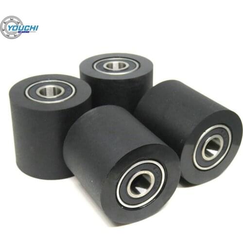 OD 30 mm Black PU Coated Roller With Double 698RS Bearings 8x30x30 mm PUT69830-30 Mask Machine Polyurethane Soft Rubber Pulleys