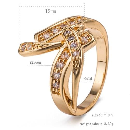 Luxury Classical Micro Pave Cubic Zirconia Forever Rings for Women Wedding Geometric Gold Color rings Hot Sale Jewelry Wholesale