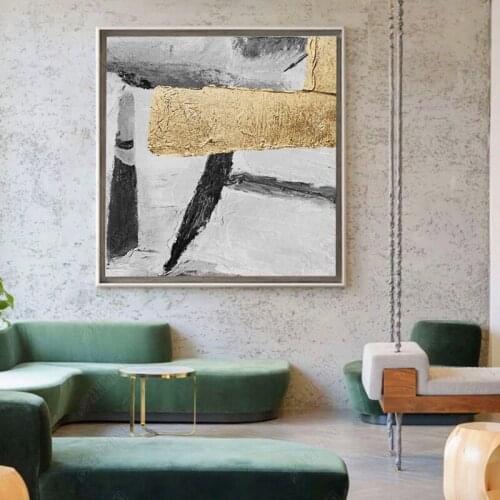 Hand painted Abstract Canvas Oil Painting Luxury Abstract oil painting gold foil Decorative painting Wall Art Living Room Decor