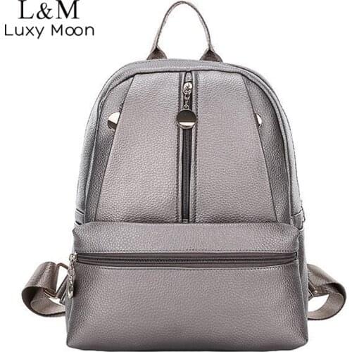 Women Soft Leather Backpack Fashion Teenage Girls School Backpacks Casual Daypack Female Solid Travel Backpack mochila XA842H