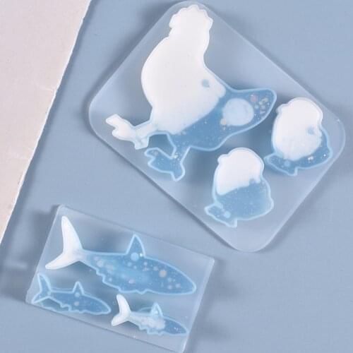3 Types Fish&Chic Shape Silicone Mold With Hole Hanging Ornaments Pendants Decoration Cute Animal DIY Resin Mold Making Decor
