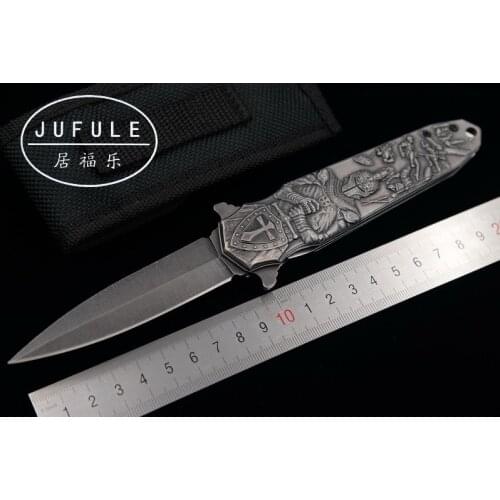 JUFULE Original design Crusader 9Cr18MoV folding camping hunting pocket Survival EDC tool Tactical outdoor flipper kitchen knife