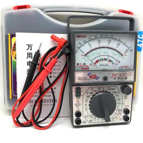 Free Shipping MF47C Voltage Current Tester Resistance Analog Display Pointer Multimeter DCAC Inductance Meter with Carrying case