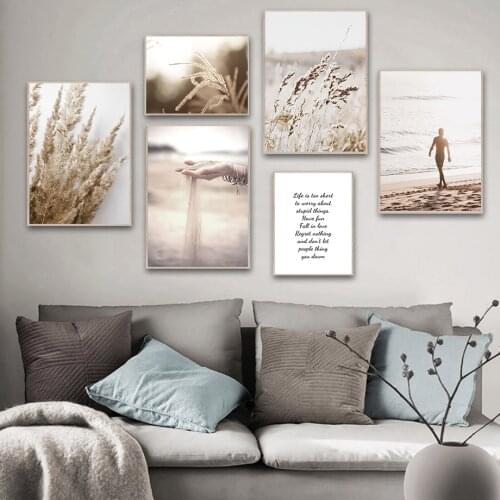 Grass Quote Scenery Picture Wall Art Canvas Painting Modern Nordic Minimalist Figure Posters and Prints for Dormitory Home Decor