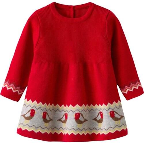 Auro Mesa Little Baby Girl Red Knit Dress Long Sleeve First Birthday Girl Party Dresses Toddler Girl Winter Clothes