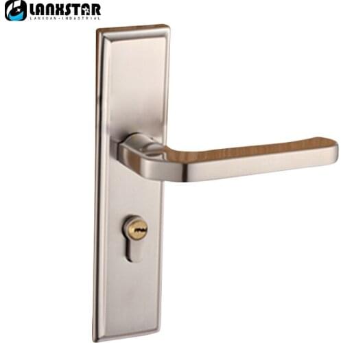 Fine Stainless Steel Locks Interior Room Doors Bedroom Modern Minimalist Wooden Door Handle Lock