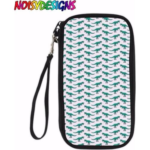 Dinosaurs Pattern Wallets Animals Print Women Long Wallets Portable Passport Cover Ladies Coin Cash Purse Travel Card Holder