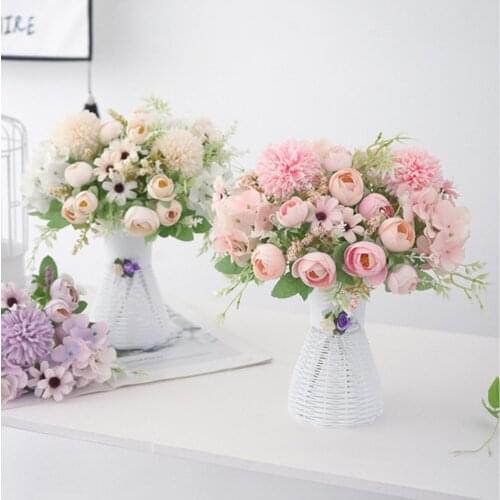 1 Bouquet Silk Cloth Artificial Flower Home Office Ornament Wedding Party Decoration Artificial Flower Silk Cloth Plastic