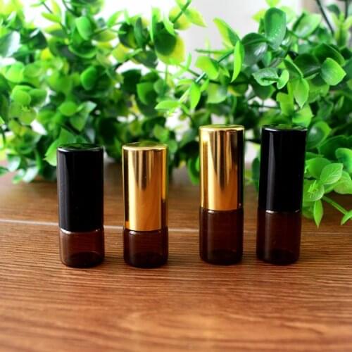 1ml 2ml 3ml 5ml Pocketable Brown Glass Roll on Bottle with Stainless Roller Essential Oil Roller Bottle 50pcs/lot P062