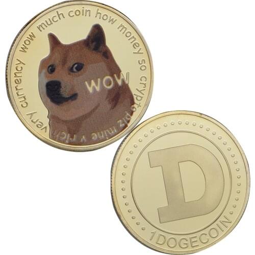 1pcs Dogecoin Gold Silver Doge Commemorative Coins Collection Wow Dog Pattern Souvenir Home Decorations Crafts Desktop Ornaments