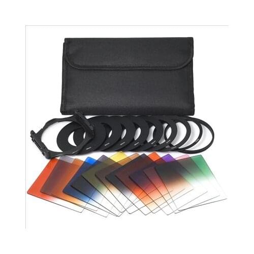24pcs Graduated Color Filter+9 Adapter Ring+2 Holder+lens hood for Cokin P series Adapter