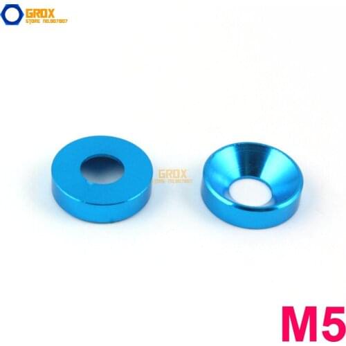 25 Pieces M5 Sky Blue Aluminum Washer Countersunk Flat Head Screw Washer
