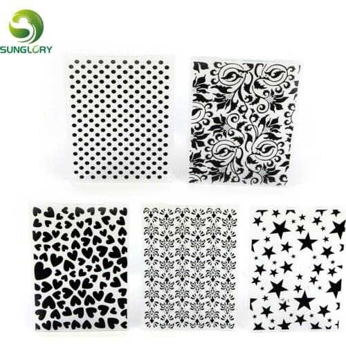DIY 5PCS Star Texture Sheet Set Heart Dot Flower Texture Mat Sugar Craft Decoration Cookie Fondant Cake Mold Cupcake Baking Tool