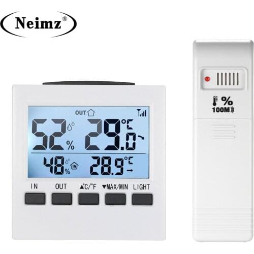 Home Digital Thermometer Hygrometer Indoor Outdoor Temperature Humidity Meter Monitor Alarm Alert Household LCD Weather Station