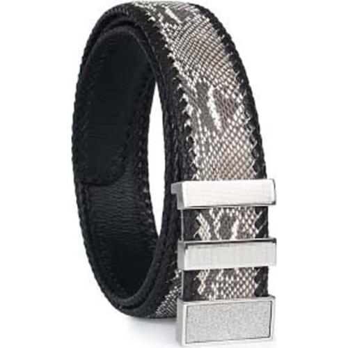 Yuanhui Thailand import weaving Python skin men belt male snake leather men Smooth buckle male belt business leisure