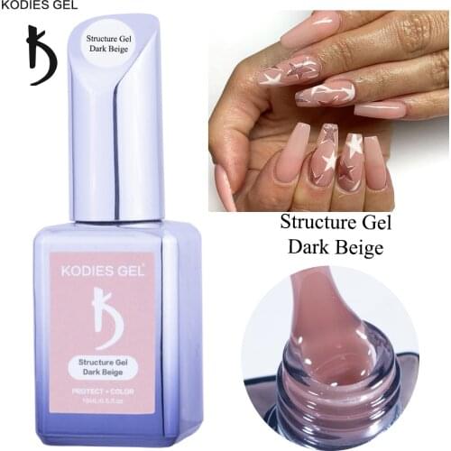 KODIES GEL Thick Nail Gel Polish Dark Beige 15ml Rubber Base Gel 2 IN 1 Gelcolor Milk Nude Nails Art
