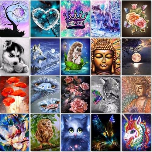 Round Diy Diamond Painting Animal Cross Ctitch Kits 5d Diamond Mosaic Embroidery Flower Owl Mosaic Painting Home Decor Gift