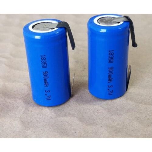 1-10PCS 3.7v 18350 Rechargeable lithium ion Battery 900mah ICR18350 High drain Li-ion cell with soldering tabs feet