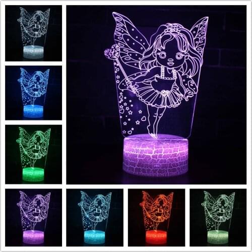 Cartoon Fairy 3D Night Light Children Bedroom Decoration Colorful Bluetooth Speaker Table Lamp for Girl Birthday Xmas Gift