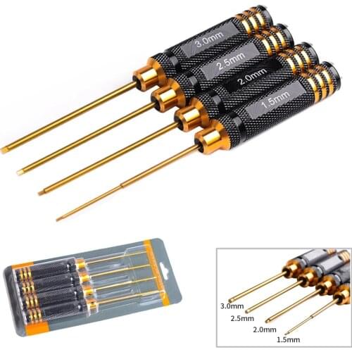 RC Tools hex screw driver set titanium plating hardened 1.5 2.0 2.5 3.0mm screwdriver For Rc helicopter Car ship Rc toys