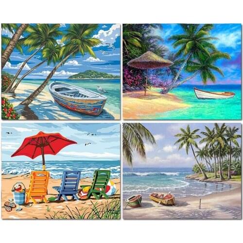 GATYZTORY Paint By Numbers Kits For Adults Kids Landscape Canvas Painting Seaside Acrylic Paints Decorative Frames Home Decor