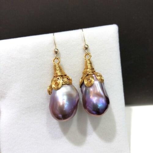 No allergy solidn 925 silver hook natural color big baroque earring pure handmade jewelry