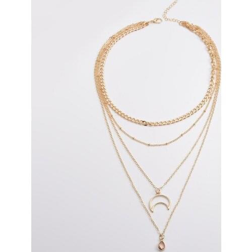 New Jewelry Choker Water Drop Necklace Crescent Multilayer Statement Necklace Sweater Chain Jewelry Necklace Women Wholesale