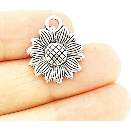 BULK 30 Zinc Alloy Sunflower Charms Best Friendship Gift DIY Jewelry for Bracelets 18*16mm 1.5g