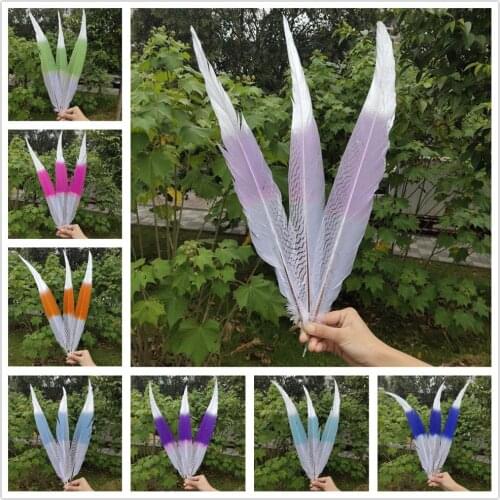 Multicolor 100pcs Wholesale Beautiful Silver Pheasant Feathers 55-60cm/22-24inches Stage Performances Decoration