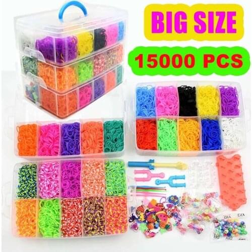 Rubber Bands Loom DIY Weaving Tool Box Creative Set Elastic Silicone Bracelet Kit Kids Toys for Children Arts Crafts Girls Gift