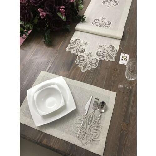 12 Persons Luxury Table Lace Runner 36*160 cm+12 Dining Placemats Tablemats Home Decor Wedding Party Table Decoration Turkish