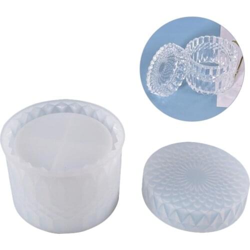 Crystal Makeup Cup Jar Mold Set Table Ornaments Silicone Mold For DIY Handmade Flat Bottom Storage Jar Family Mold Decoration