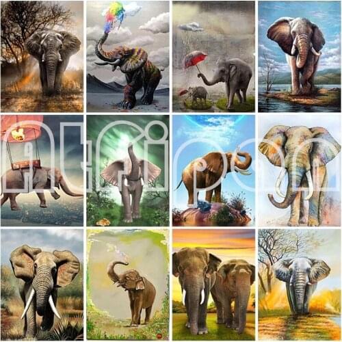 DIY Elephant 5D Diamond Painting Full Round Drill Rhinestone Animal Diamond Embroidery Cross Stitch Mosaic Kits Wall Art Decor