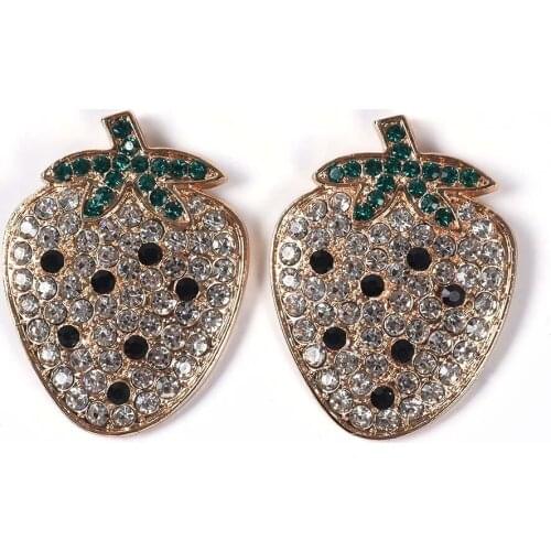 Inlay Zircon Rhinestone Strawberry Design ZA Earrings Women Luxury Crystal Hanging Earrings Female Girl Christmas Party Earrings