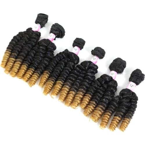 Synthetic Ombre Bouncing Curly Hair Bundles T27 6 Bundles All In One Pack 200g Funmi Hair Weaves Bouncy Curly Hair Extensions