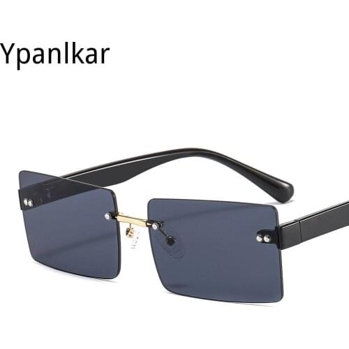 Fashion Rimless Square Sunglasses Women Summer Outdoor Sun Glasses Men Black Eyewear UV400 Oculos De Sol