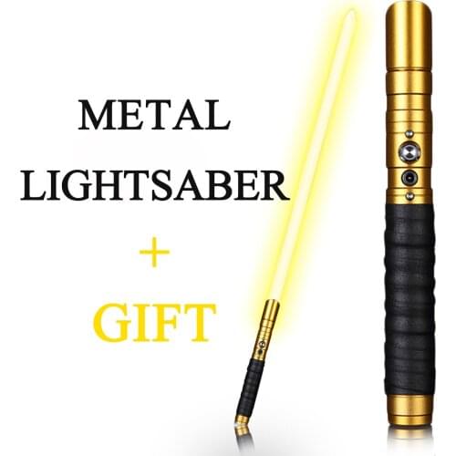 Lightsaber Golden Metal Hilt Saber Golden Light 3 Sets Soundfonts Force FX FOC Heavy Dueling Blaster Laser Sword Gift