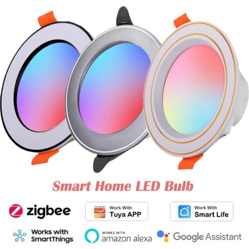 Tuya Zigbee Smart LED Downlight 10W RGBCW Bulb Light Smart Life Smartthings Home Automation Compatible with Alexa Google Home