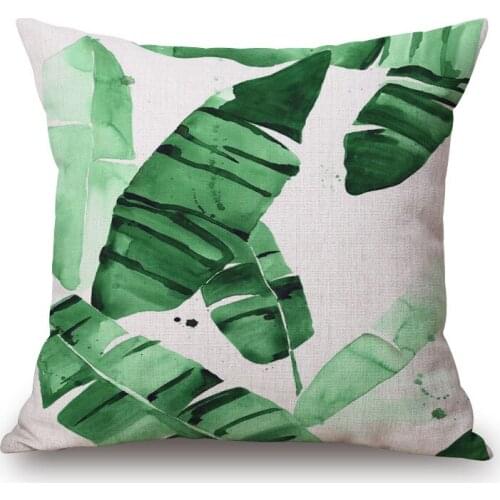 Vintage Cushion Cover Pillow Case Watercolor Tropical Plants Green Banana For Sofa Seat Simple Home Decor 45*45cm Pillow Cover