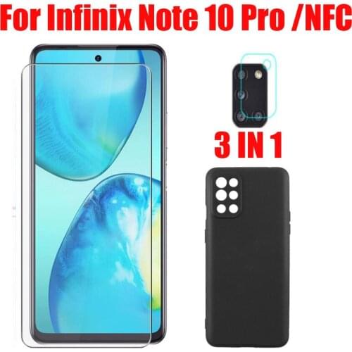 3-in-1 2.5D Glass + Case Cover For Infinix Note 10 Pro NFC Screen Protector Tempered Glass For Infinix Note 10 Pro Camera Glass