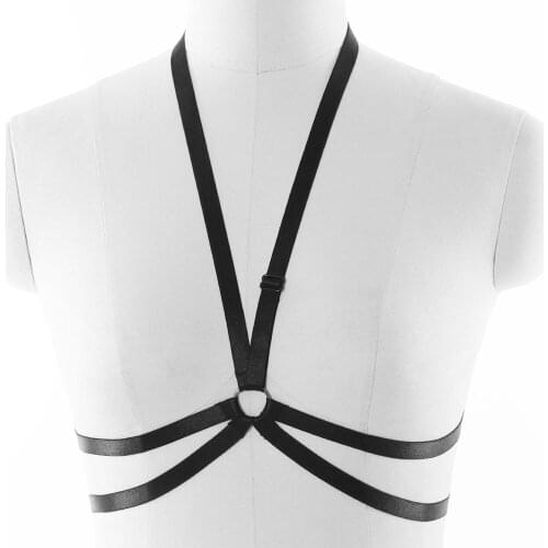 Women Elastic Body Harness Goth Harness Belt Sexy Lingerie Adjustable Cage Bra Punk Bondage Body Cage Rave Suspender Belt