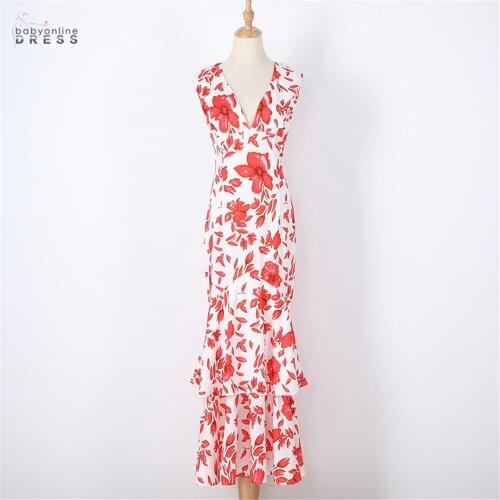 New Red Long Evening Dress Flower Real Images Robe de Soiree Evening Prom Gowns Deep V Neck Elegant Hot Sale Vestido