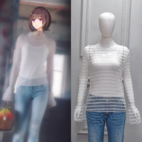 World Return the to you Shen Yien gulinaza the same clothes summer white stand collar trumpet sleeve bottom coat female